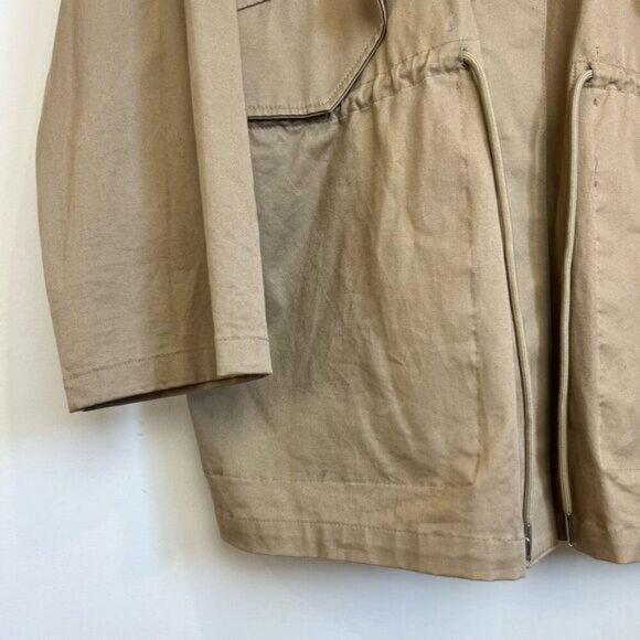 Joe Fresh Women’s Medium Tan Hooded Anorak Style Jacket Coat Snaps Cargo Oversiz - Picture 14 of 15